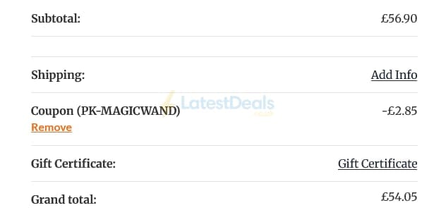 Screenshot of the Magic Madhouse discount code working