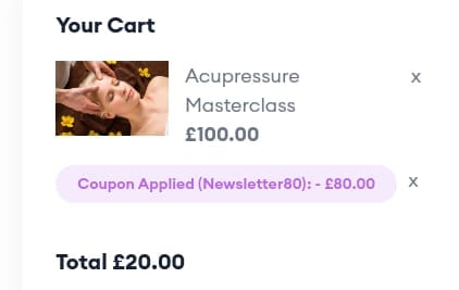 Screenshot of the Of Course discount code working