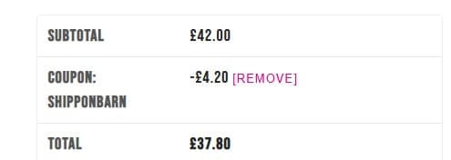 Screenshot of the Piglets Pantry discount code working