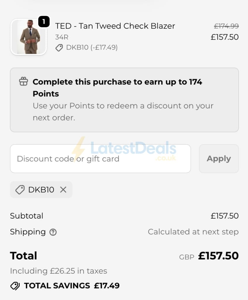 Screenshot of the Marc Darcy discount code working