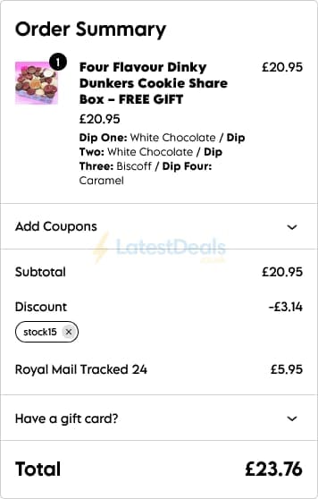 Screenshot of the Ooh & Aah Cookies discount code working