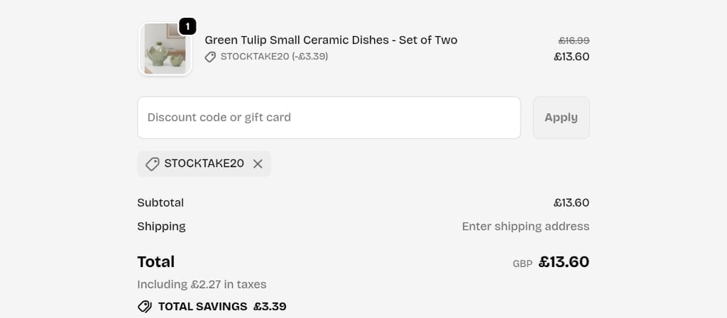 Screenshot of the LULU Loves discount code working