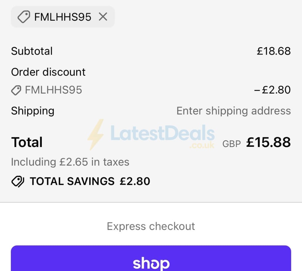 Screenshot of the WeightWorld discount code working