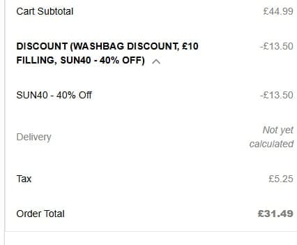 Screenshot of the RUComfy Bean Bags discount code working