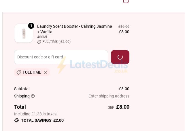 Screenshot of the Miniml discount code working