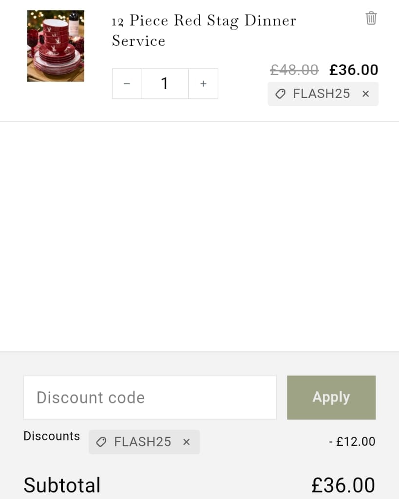Screenshot of the Dibor discount code working
