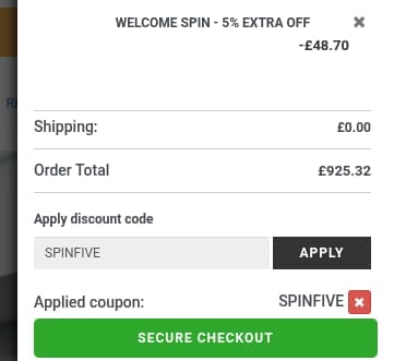 Screenshot of the Newblinds.co.uk discount code working