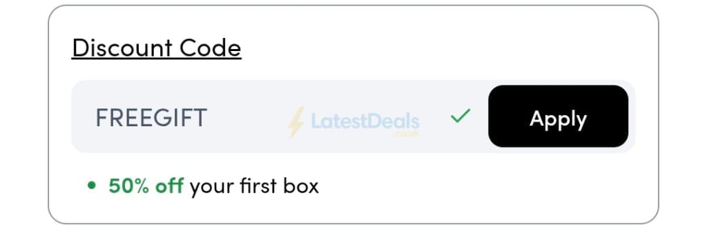 Screenshot of the Prep Kitchen discount code working