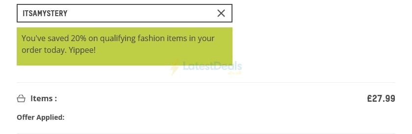 Screenshot of the Oxfam Online Shop discount code working