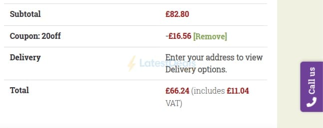 Screenshot of the Hopes Grove Nurseries discount code working