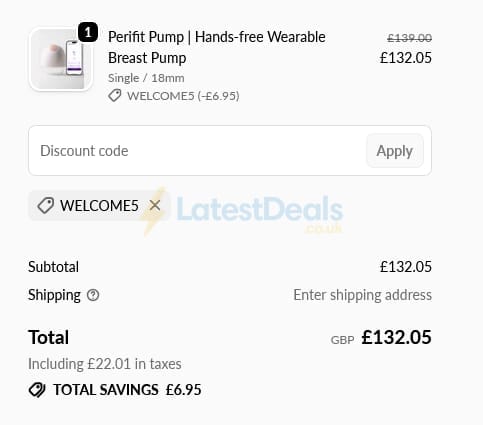 Screenshot of the Perifit discount code working