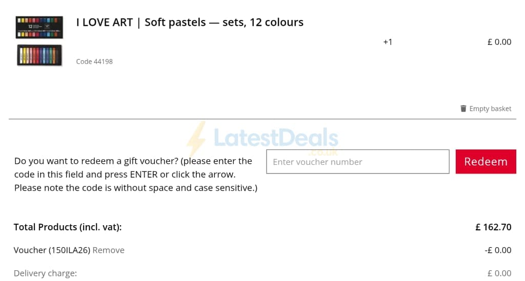 Screenshot of the GreatArt discount code working