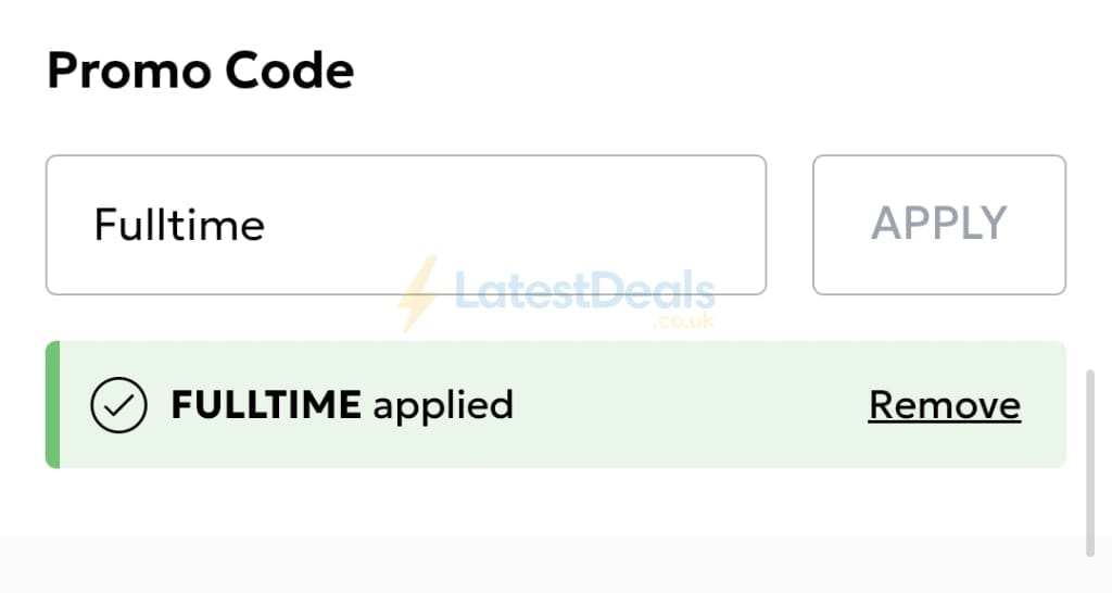 Screenshot of the Wallis discount code working