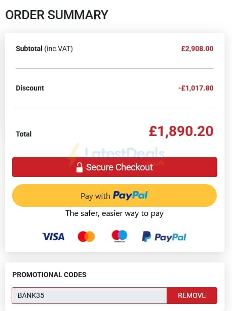Screenshot of the Garden Buildings Direct discount code working