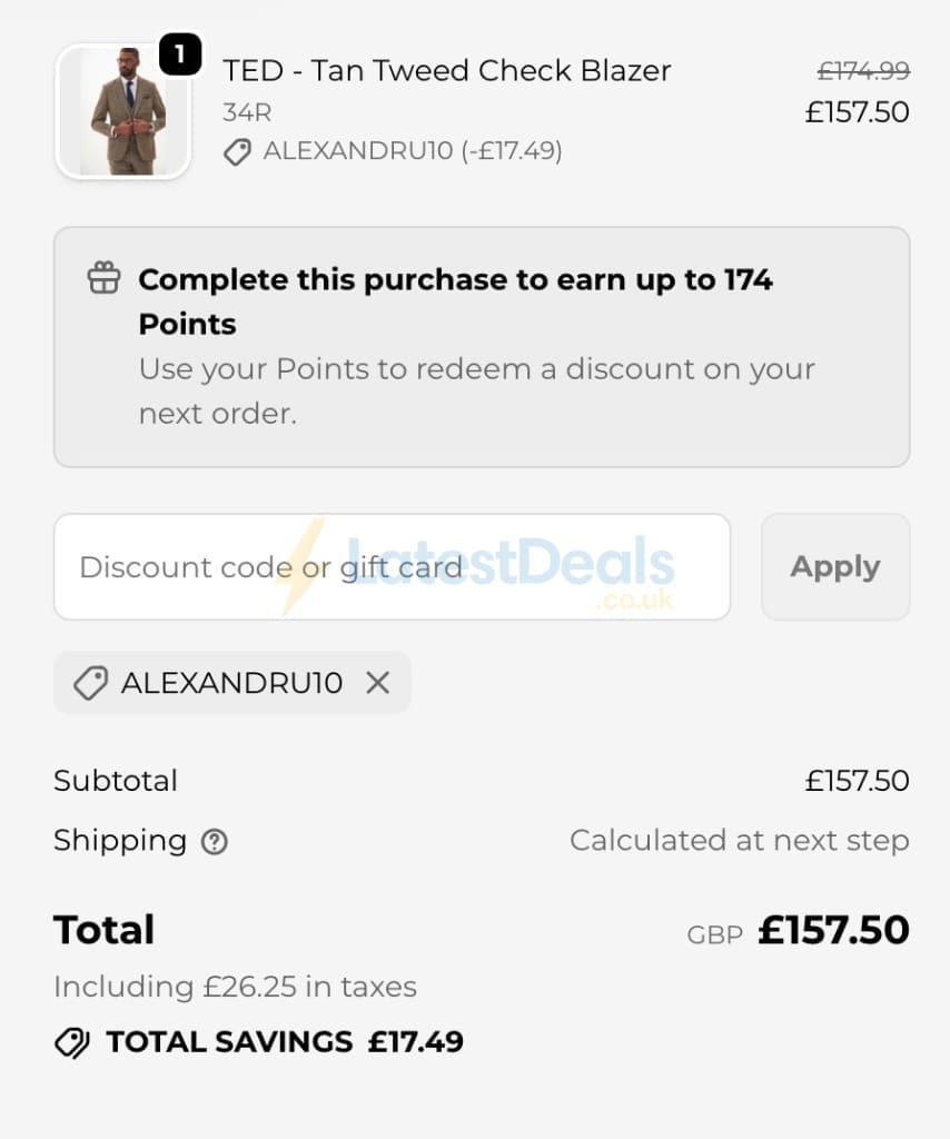 Screenshot of the Marc Darcy discount code working