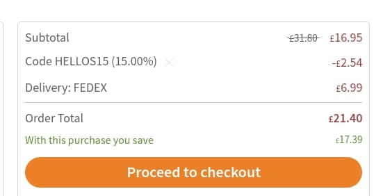 Screenshot of the Stikets discount code working