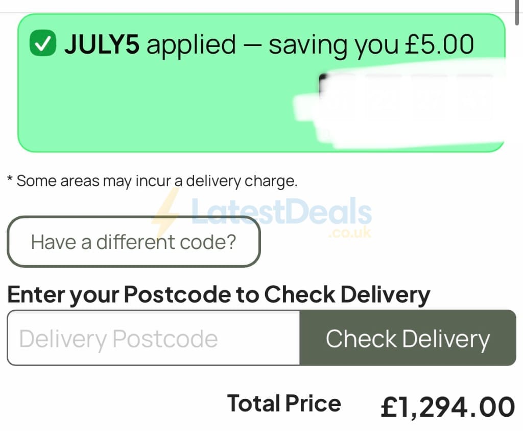 Screenshot of the Greenhouse Stores discount code working