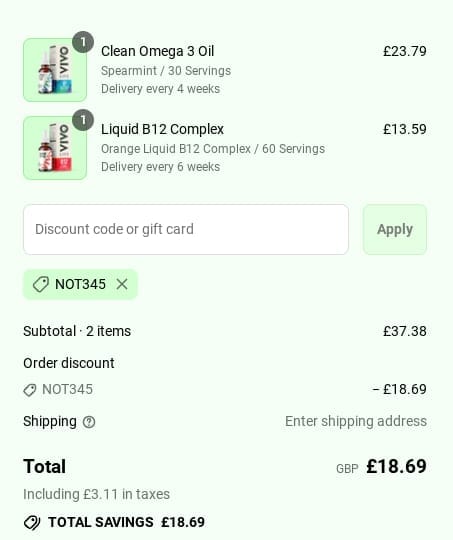 Screenshot of the Vivo Life discount code working
