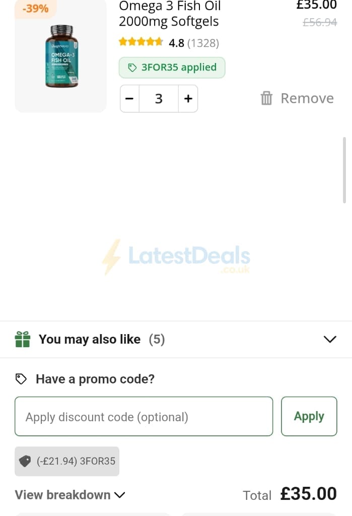 Screenshot of the WeightWorld discount code working