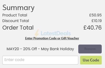 Screenshot of the Order Blinds discount code working