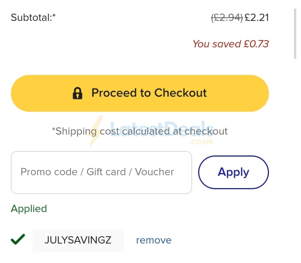 Screenshot of the Zazzle discount code working