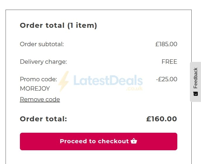 Screenshot of the Flying Flowers discount code working