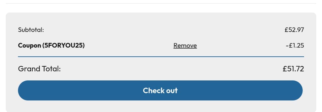 Screenshot of the Parrot Essentials discount code working