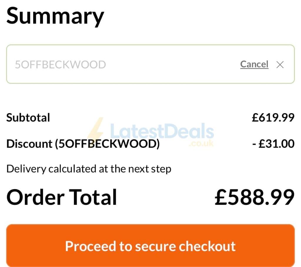 Screenshot of the Shedstore discount code working