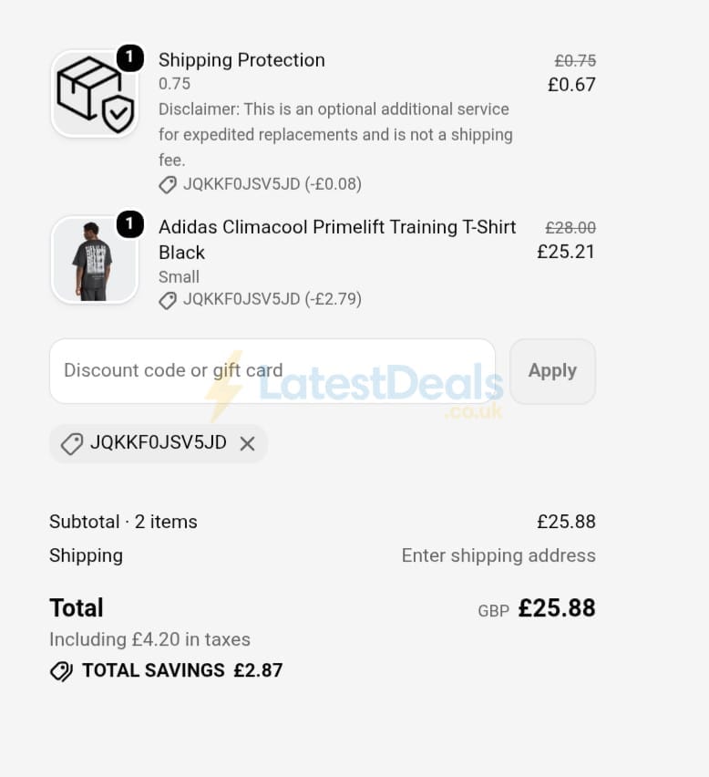 Screenshot of the Kitbox discount code working