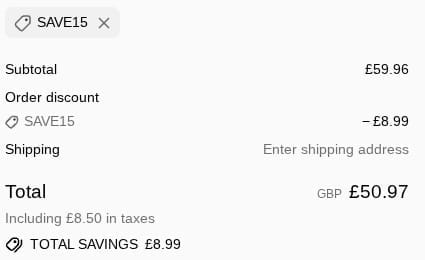 Screenshot of the Together Health discount code working