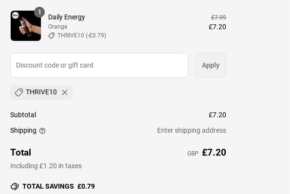 Screenshot of the Phizz discount code working