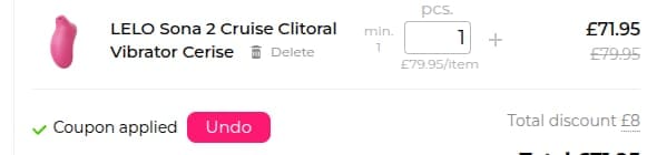 Screenshot of the Secrets Shop UK discount code working