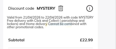 Screenshot of the Vertbaudet discount code working