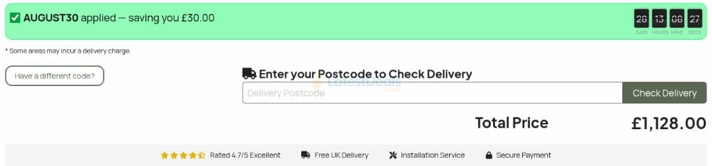 Screenshot of the Greenhouse Stores discount code working