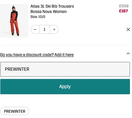Screenshot of the Revolution Race discount code working