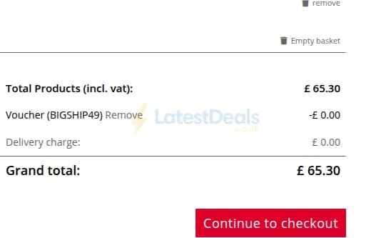 Screenshot of the GreatArt discount code working