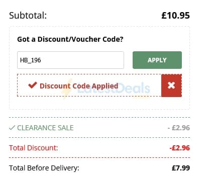 Screenshot of the Happy Beaks discount code working