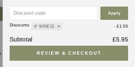 Screenshot of the Dibor discount code working