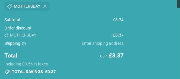 Screenshot of the Dairy Diary discount code working