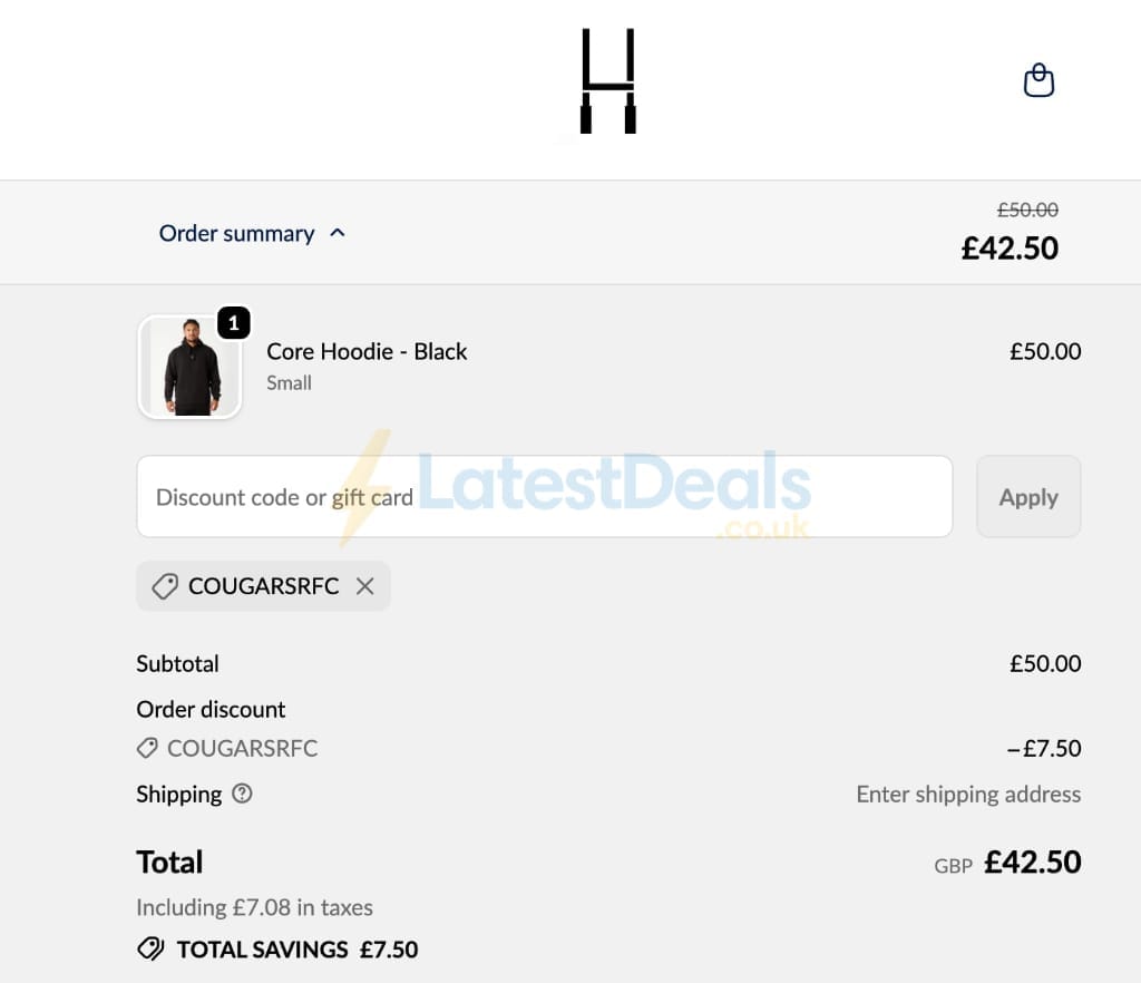 Screenshot of the LooseHeadz discount code working