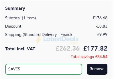 Screenshot of the Swift Direct Blinds discount code working