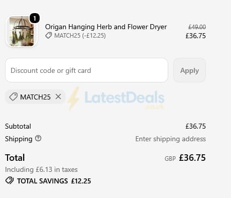 Screenshot of the Dibor discount code working