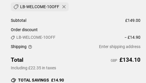 Screenshot of the Lily and Bean discount code working