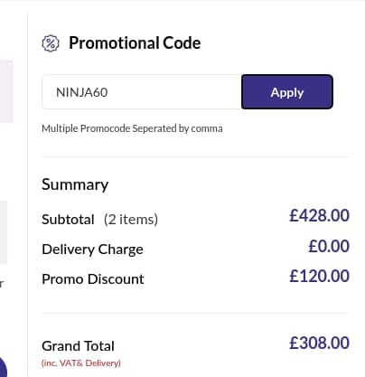 Screenshot of the RGB Direct discount code working