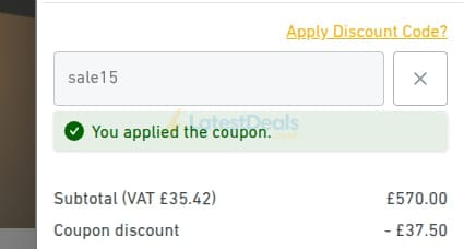 Screenshot of the Lampandlight discount code working