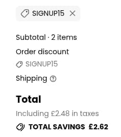 Screenshot of the nimble cares discount code working