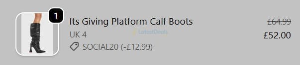 Screenshot of the Lamoda discount code working