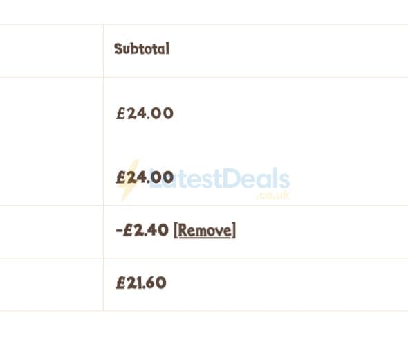 Screenshot of the Honeybuns discount code working