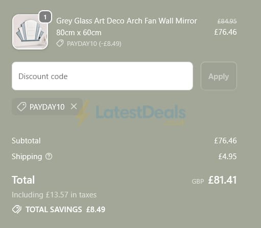Screenshot of the Melody Maison discount code working