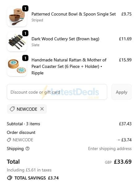 Screenshot of the Jungle Culture discount code working